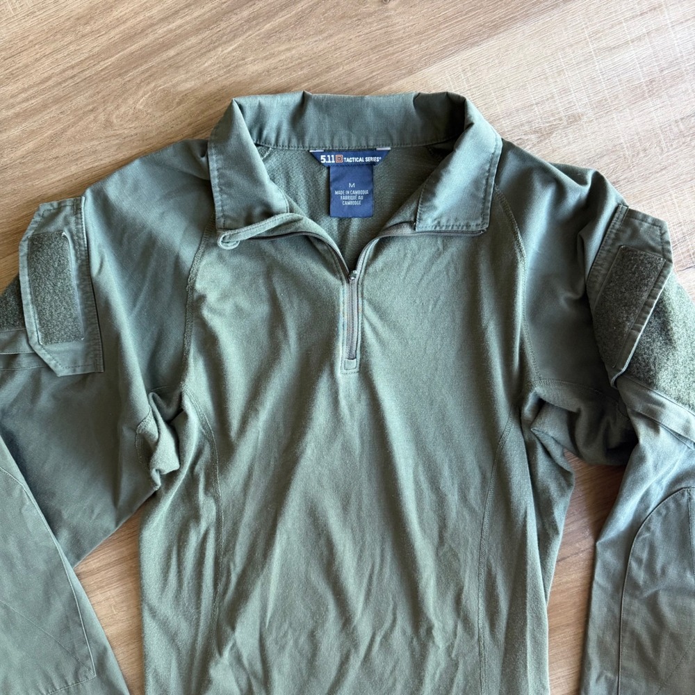 5.11 Tactical Series Rapid Assault Shirt Mens Medium Tundra Green Quarter Zip - Picture 3 of 8